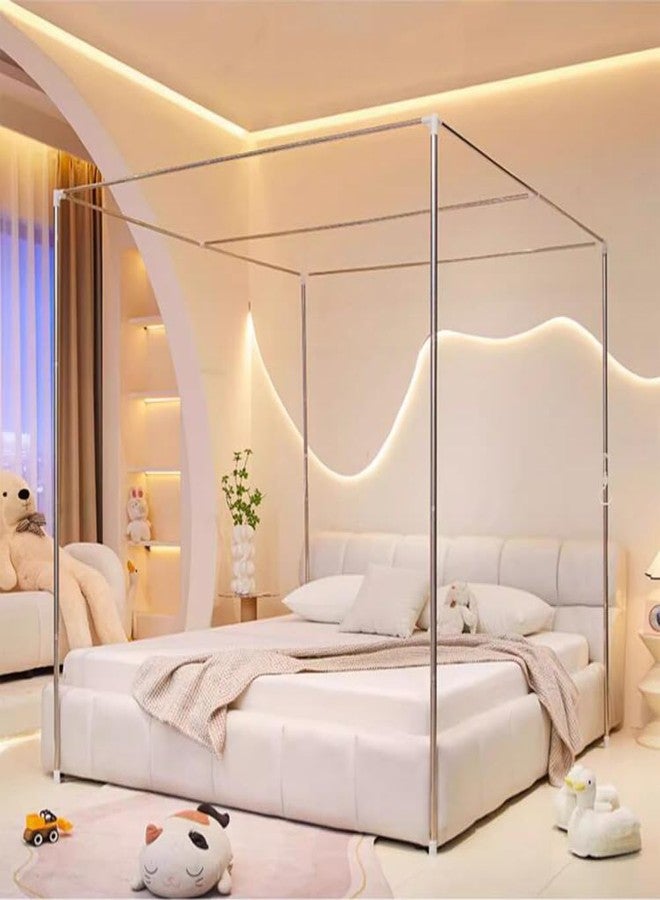 Mengersi Canopy Bed Frame Post Queen Size,Stainless Steel Canopy Frame Poles Four Corner Bed Bracket Fit for Metal/Wood Bed Bedroom Decor - Image 1
