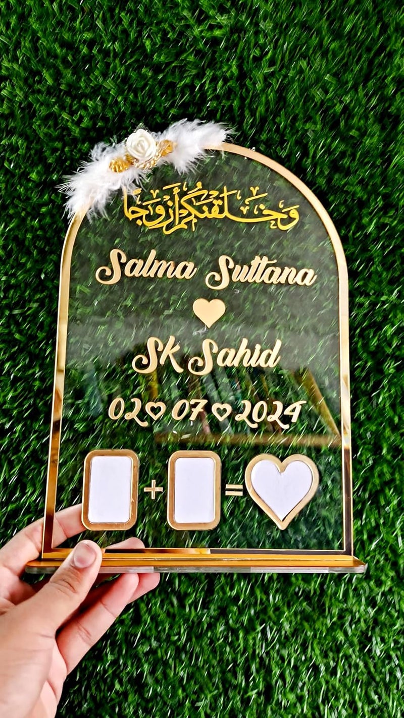 Custom Inventoo Couple Thumb Impression Gift Wedding Thumb Print Couple Best Gift Finger Print Gift Personalized Text Golden Metal Design Anniversary Gift - Image 2