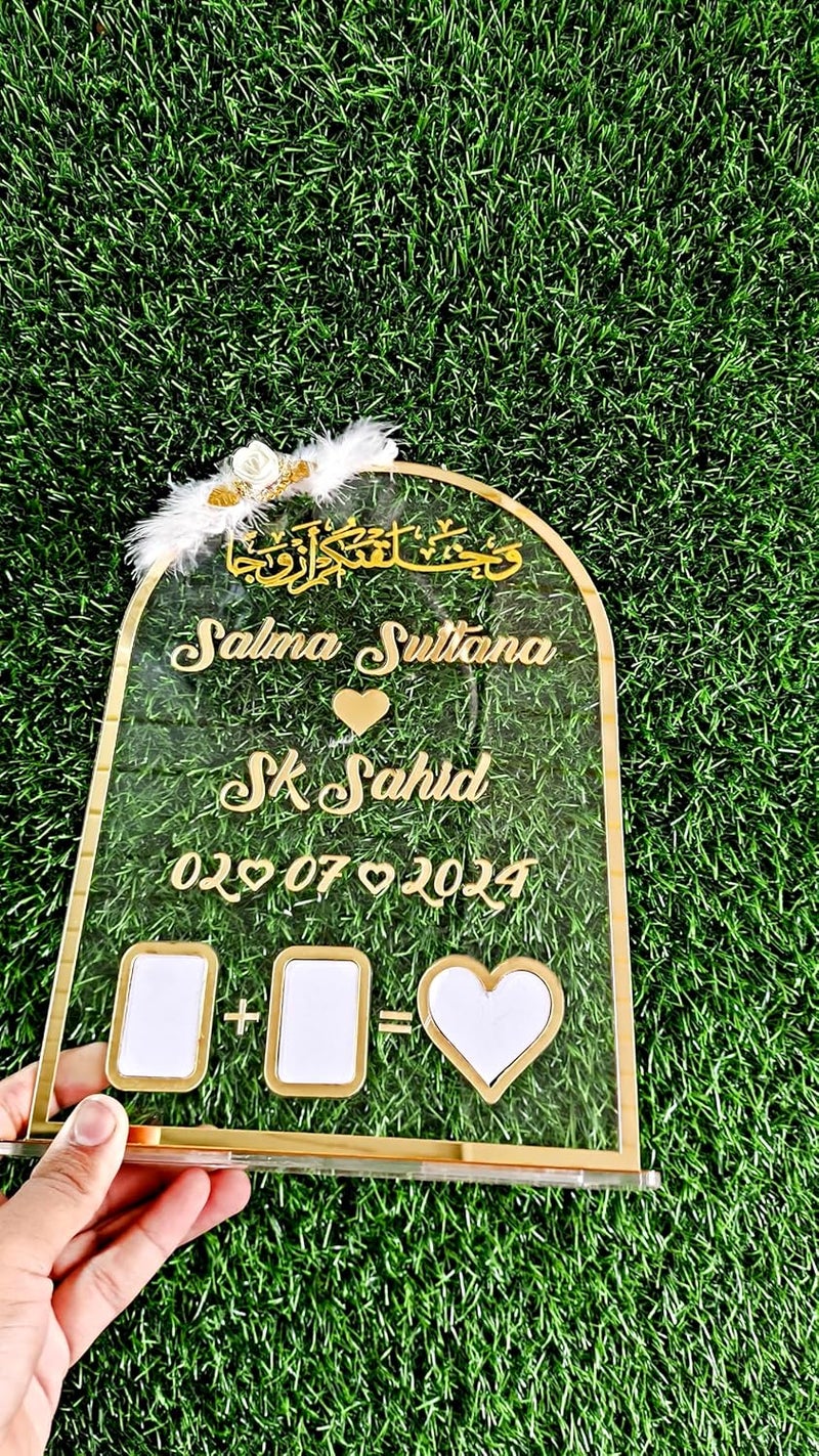 Custom Inventoo Couple Thumb Impression Gift Wedding Thumb Print Couple Best Gift Finger Print Gift Personalized Text Golden Metal Design Anniversary Gift - Image 1
