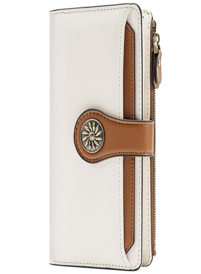 Travelambo Wallets Women RFID Large Capacity Luxury Waxed Leather Clutch Wallet Multi Card Organizer - Image 1