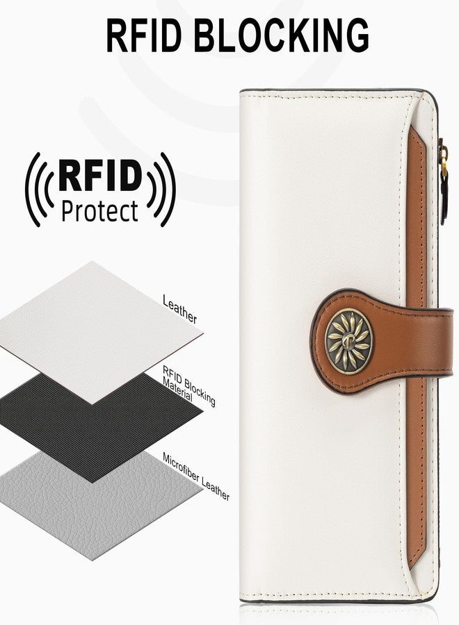 Travelambo Wallets Women RFID Large Capacity Luxury Waxed Leather Clutch Wallet Multi Card Organizer - Image 3