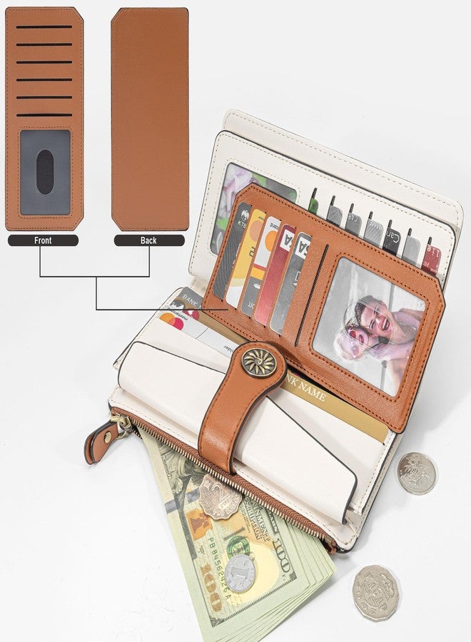 Travelambo Wallets Women RFID Large Capacity Luxury Waxed Leather Clutch Wallet Multi Card Organizer - Image 2