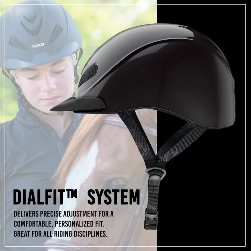 Troxel Liberty Ultralight Horse Riding Helmet, Low-Profile Adjustable Design, Safety Horseback Riding Gear, Medium (7 - 7-1/4), Black - Image 4
