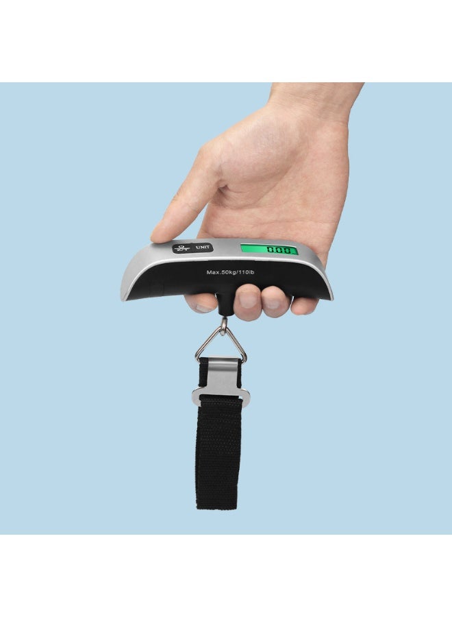 Digital Luggage Scale with LCD Display, Portable Handheld Baggage Weighing Scale with Strap for Suitcases and Travel Bags, Black/Silver - Image 2