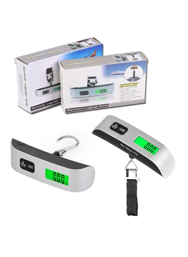 Digital Luggage Scale with LCD Display, Portable Handheld Baggage Weighing Scale with Strap for Suitcases and Travel Bags, Black/Silver - Image 1