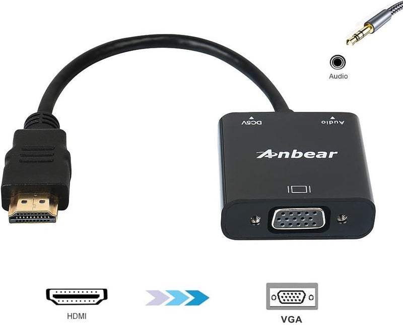 Anbear HDMI to VGA Adapter (5 Pack), Gold-Plated, Full HD 1080p, Compatible with Computer, Desktop, Laptop, PC, Monitor, Projector, HDTV, Chromebook, Roku, Xbox and More - Image 2