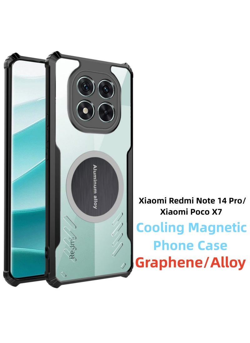 [1+1 Sets] For Xiaomi Redmi Note 14 Pro/ Xiaomi Poco X7 Case & Screen Protector Magnetic Suction Car Phone Cover with Cooling and Anti Drop Function Tempered Glass Screen Protector