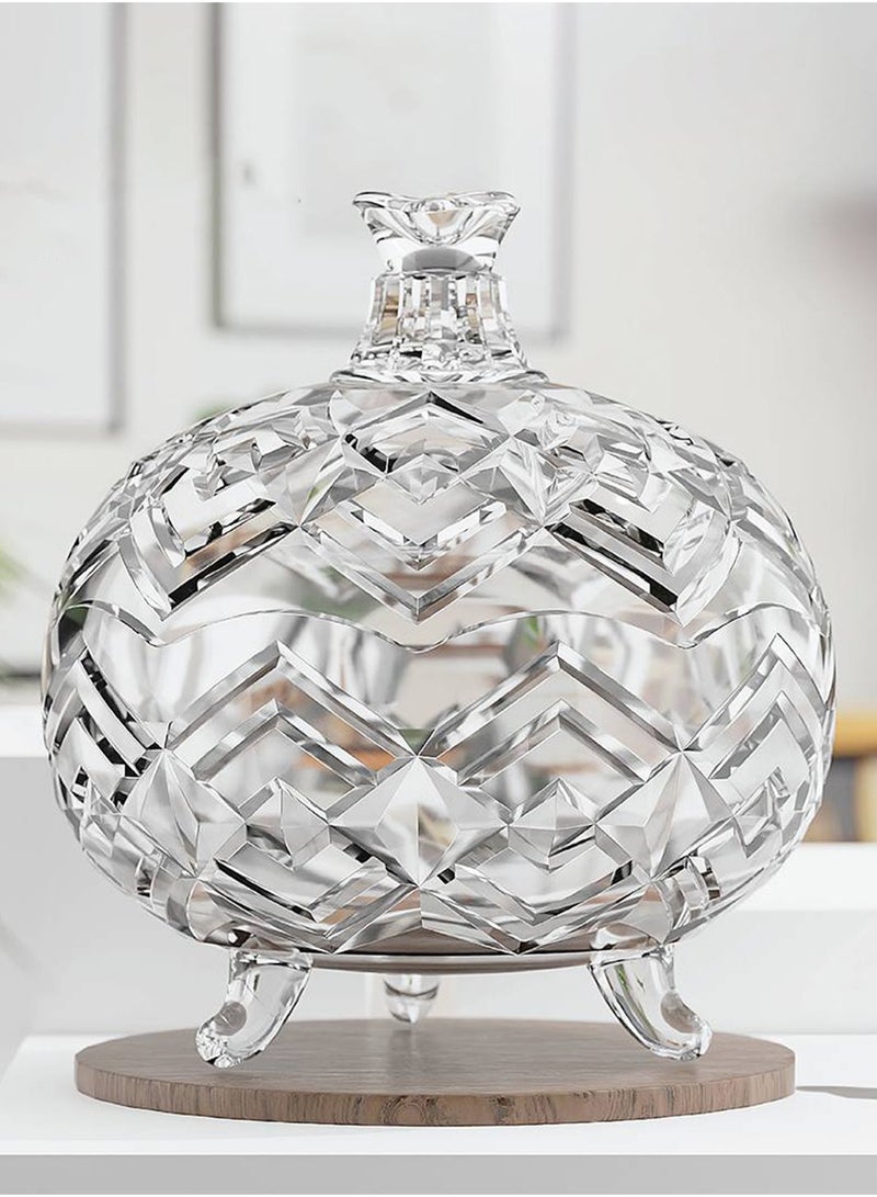 Glass Candy Dish with Lid | Clear Crystal Candy Jar with Lid | Decorative Candy Jar for Candy Buffet, Covered Candy Dish for Office Desk  - Image 2