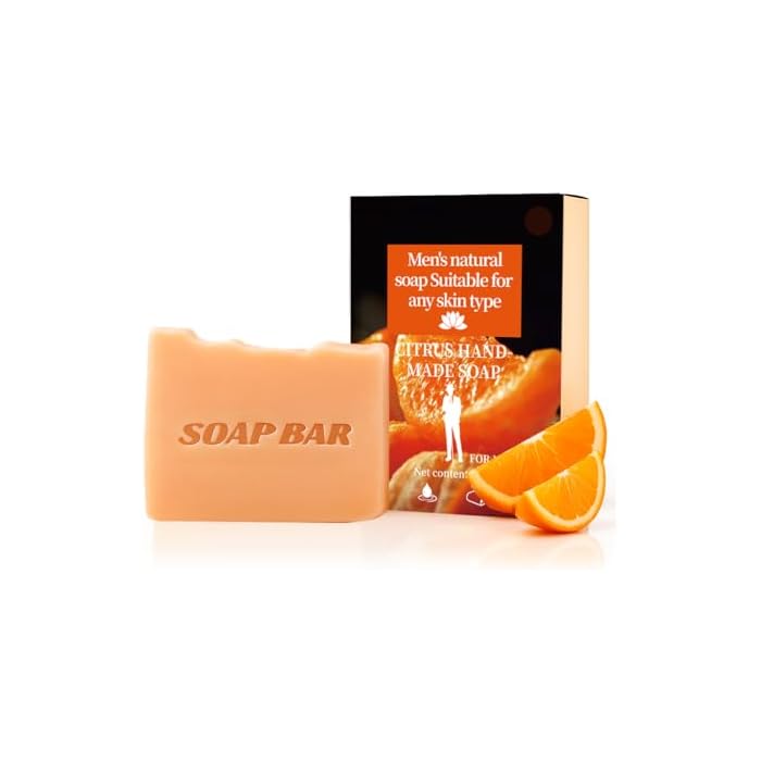 Natural Soap for Men, Soap Bar with Essential Oils, Cold Pressed Bar Soap for Men, Nourishing Mens Bar Soap (Citrus)