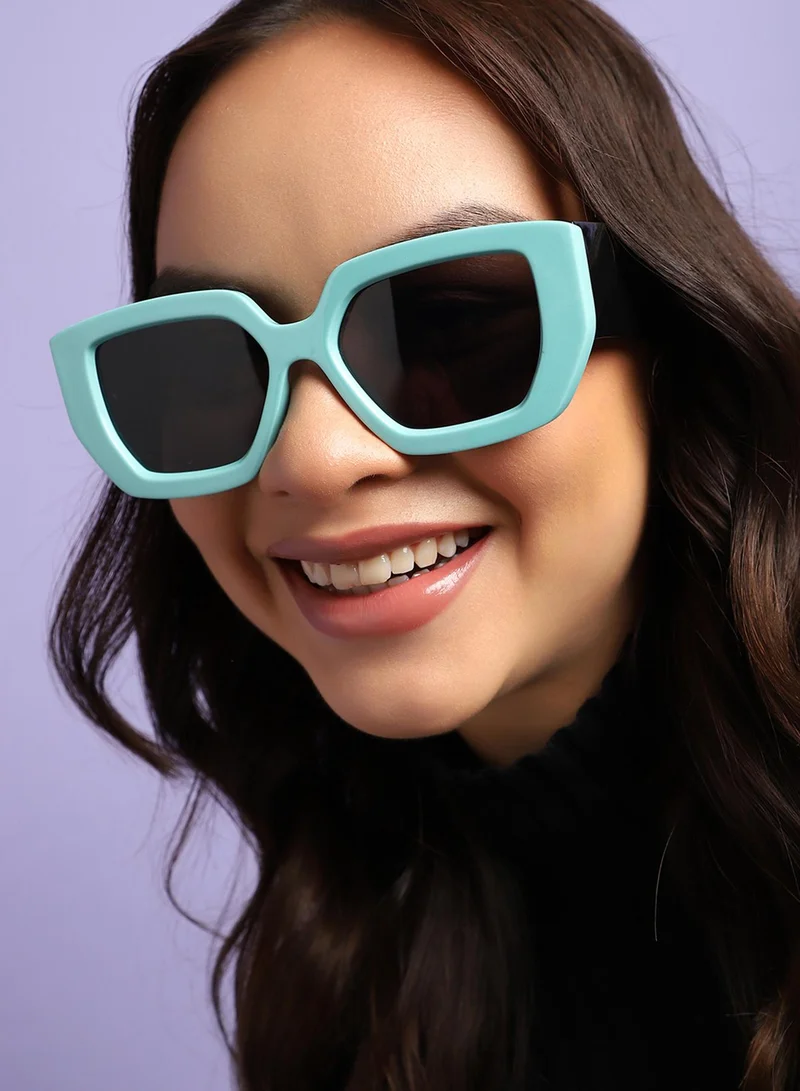 Haute Sauce Tinted Lens, Black & Blue Frame Oversized Sunglass