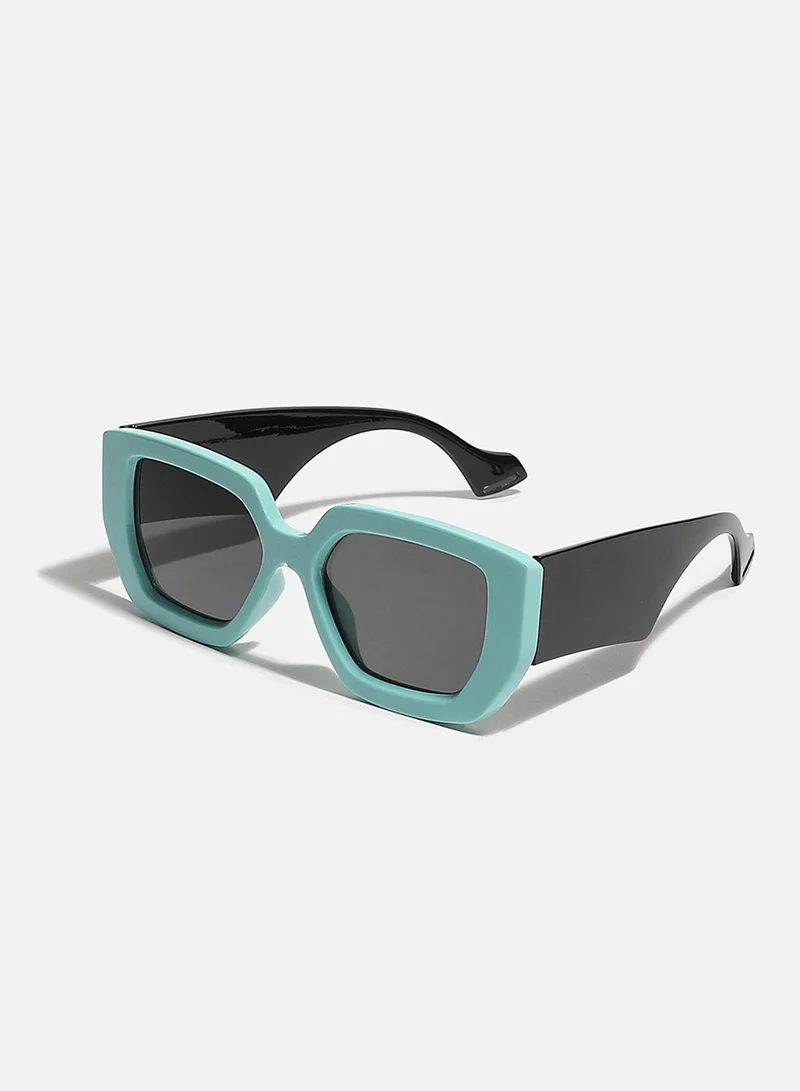 Haute Sauce Tinted Lens, Black & Blue Frame Oversized Sunglass