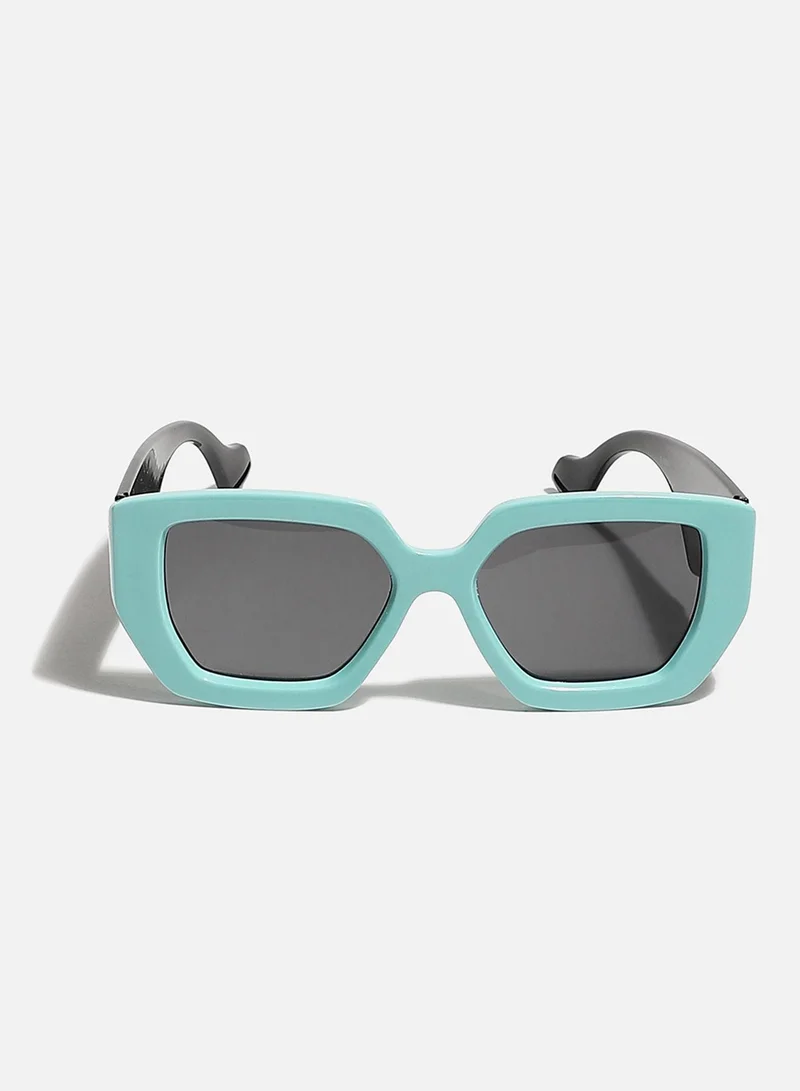 Haute Sauce Tinted Lens, Black & Blue Frame Oversized Sunglass