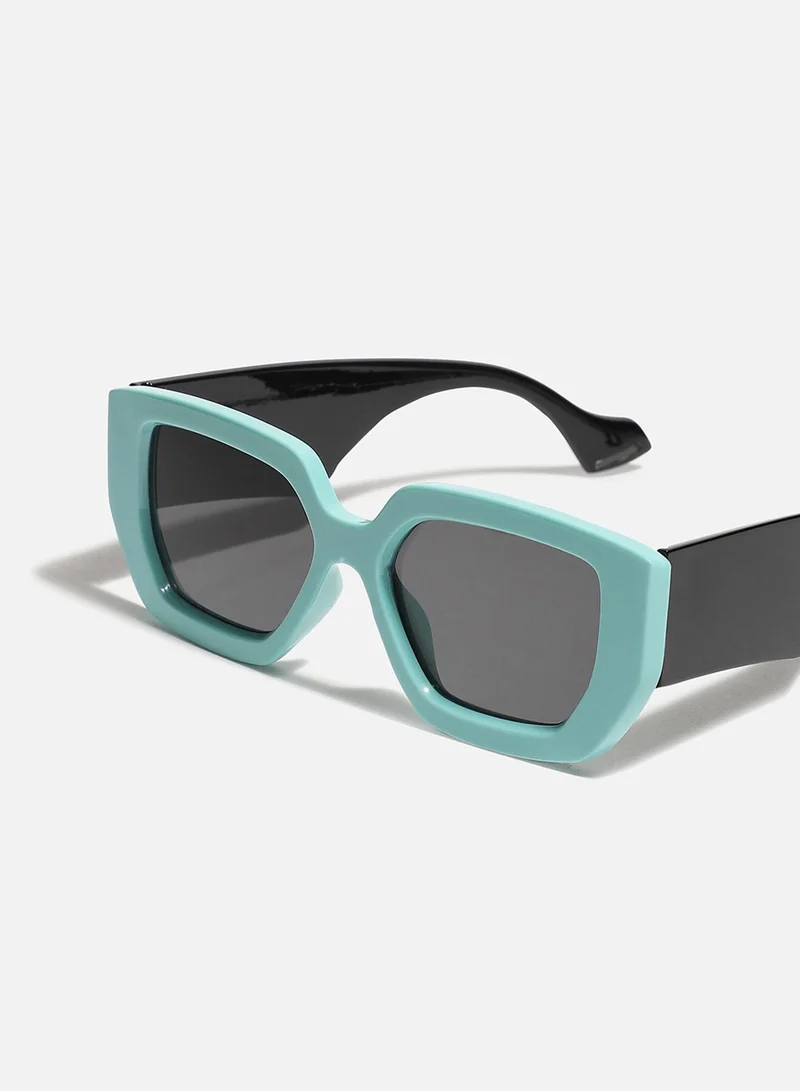 Haute Sauce Tinted Lens, Black & Blue Frame Oversized Sunglass