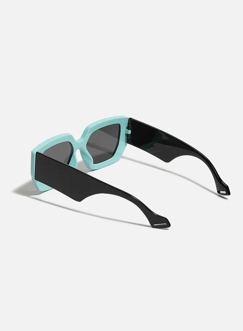 Haute Sauce Tinted Lens, Black & Blue Frame Oversized Sunglass