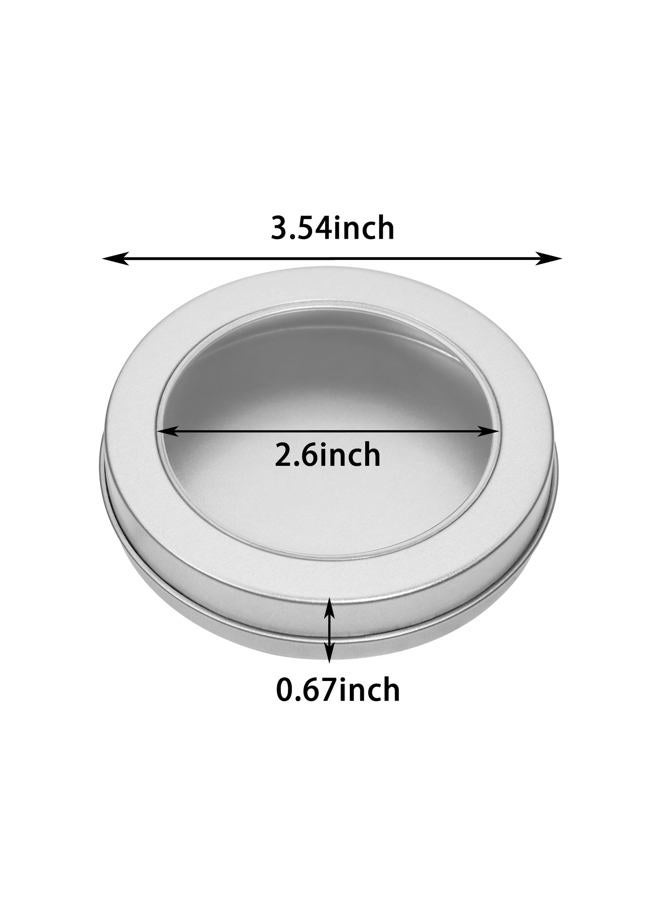 Mini Skater 3.65 ounce Metal Round Tins with Clear Top Window Lid Empty Containers for Storing Homemade Salve Lotions Balms Candle DIY Crafts Project, Pack of 2 - Image 2