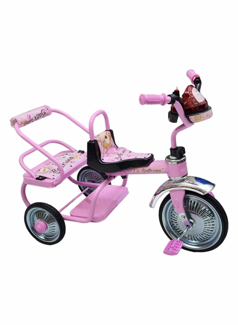 Tricycle Double Seated Iron Bike for Kids with Sounds and Light  - Image 2