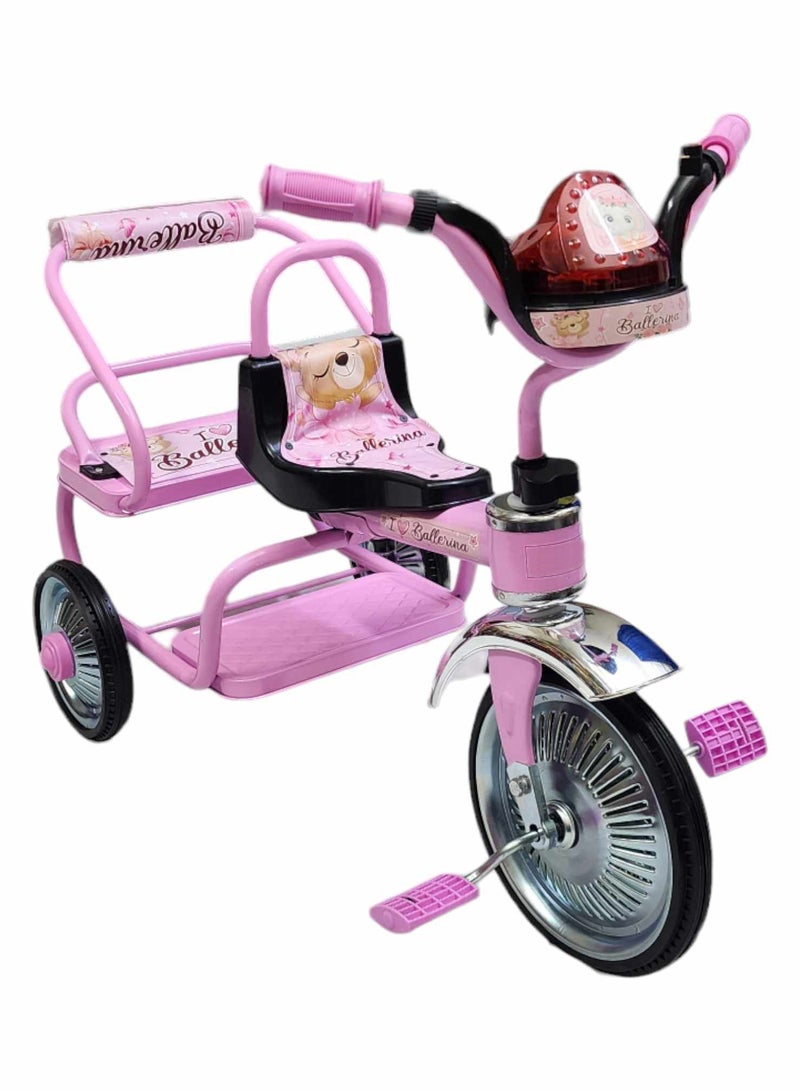 Tricycle Double Seated Iron Bike for Kids with Sounds and Light  - Image 1