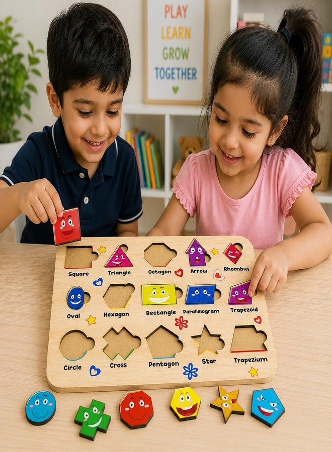 CUBIX3D Wooden Learning Puzzle Board for Kids | Educational Peg Puzzle Toy for Toddlers & Preschool Children | Alphabet, Shapes & Animal Learning Boards (Shape Puzzle) - Image 4