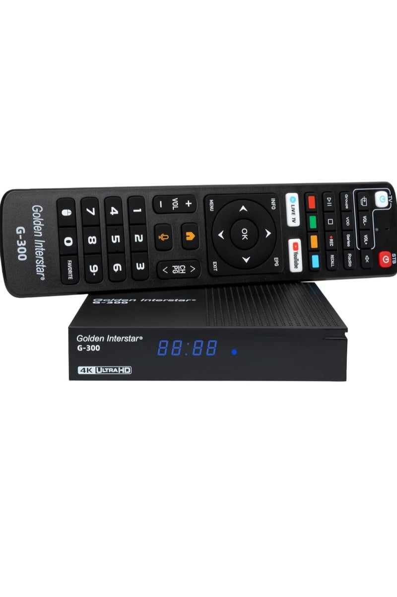 Golden Interstar G-300 4K UHD Android 11 TV Streaming Box, 5G Dual Band WiFi WiFi, Bluetooth Remote Control, Voice Control, USB 2.0 HDR10+, 2GB RAM & 32GB Flash, TV IP OTT Receiver, Bluetooth 5.1  - Image 1