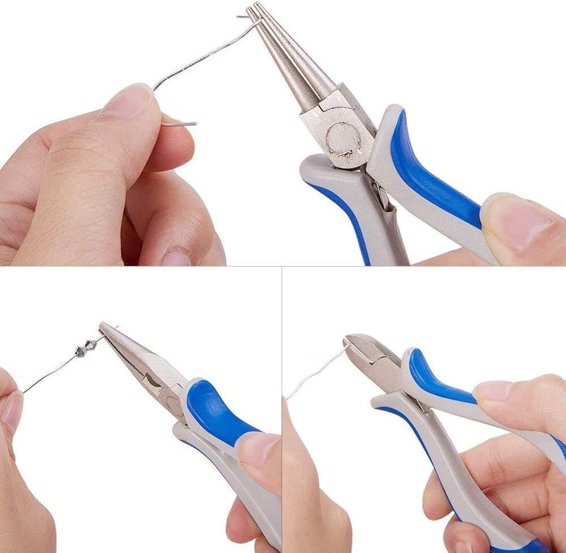 ELECDON DIY Jewelry Pliers Set, Round Nose, Side Cutting Pliers and Wire Cutters Carbon Steel Mini Precision Pliers Jewelry Hand Pliers Tool for Jewellery Making DIY Craft Supplies, 3PCS (Blue) - Image 3