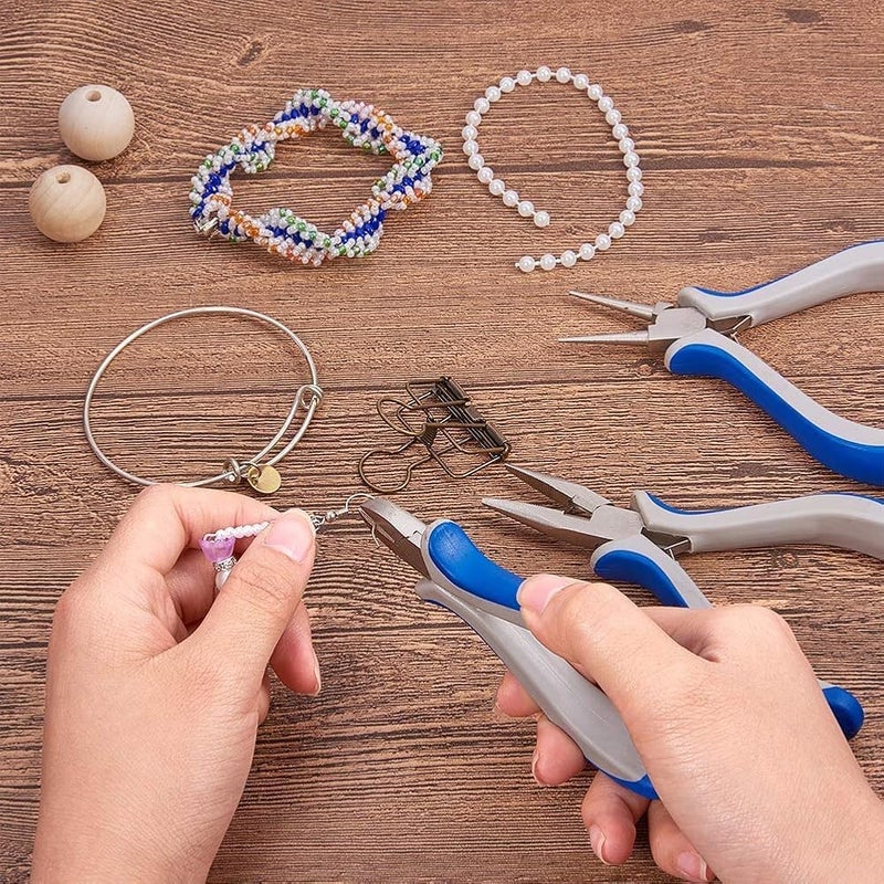 ELECDON DIY Jewelry Pliers Set, Round Nose, Side Cutting Pliers and Wire Cutters Carbon Steel Mini Precision Pliers Jewelry Hand Pliers Tool for Jewellery Making DIY Craft Supplies, 3PCS (Blue) - Image 4
