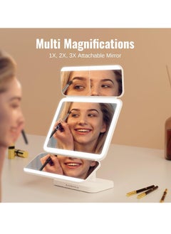 TIGER Makeup Mirror with Lights – Rechargeable Lighted Vanity Mirror with 116 LEDs, 1X/2X/3X Magnification, 3-Color LED Settings, Adjustable Brightness & Angle, 5000mAh Battery for Professional Makeup & Skincare  - Image 2