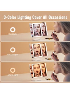 TIGER Makeup Mirror with Lights – Rechargeable Lighted Vanity Mirror with 116 LEDs, 1X/2X/3X Magnification, 3-Color LED Settings, Adjustable Brightness & Angle, 5000mAh Battery for Professional Makeup & Skincare  - Image 4