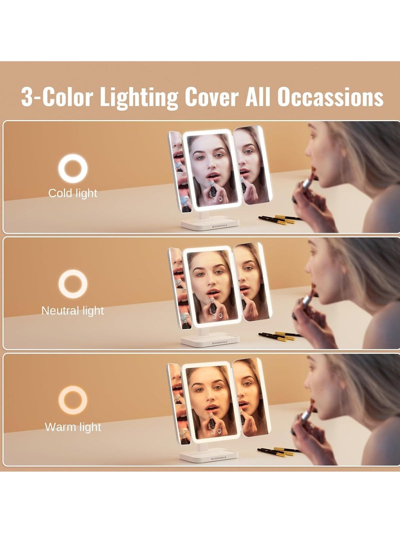 TIGER Makeup Mirror with Lights – Rechargeable Lighted Vanity Mirror with 116 LEDs, 1X/2X/3X Magnification, 3-Color LED Settings, Adjustable Brightness & Angle, 5000mAh Battery for Professional Makeup & Skincare  - Image 4