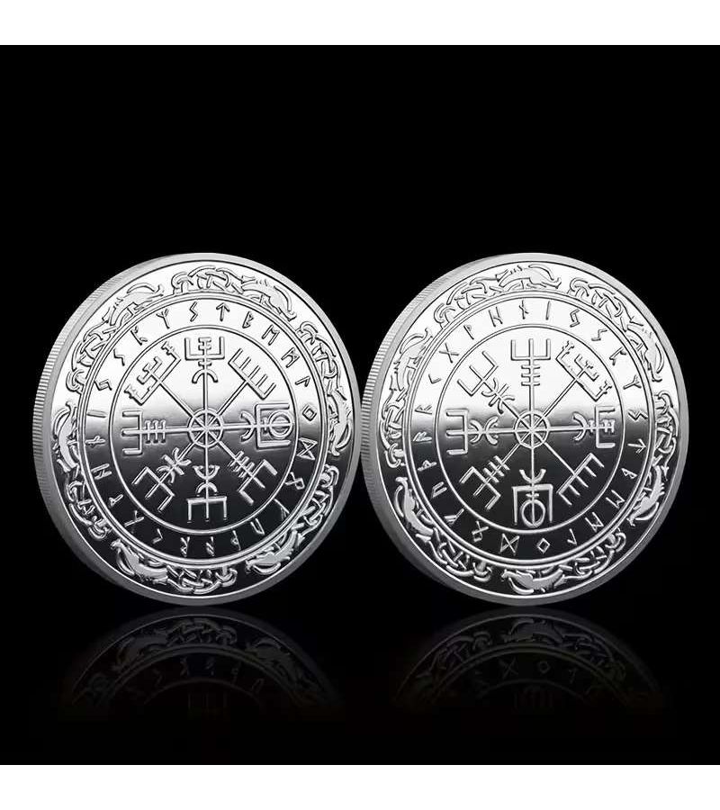 3D Viking Pirate Coin Silvery Commemorative Souvenir Magic Array 3 Pcs - Image 1
