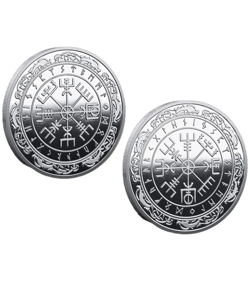 3D Viking Pirate Coin Silvery Commemorative Souvenir Magic Array 3 Pcs - Image 5