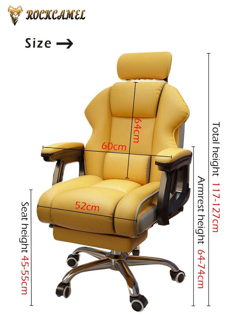ROCKCAMEL Gaming Chair/Computer Chair/Office Chair With Retractable Footrest, High-Resilience Latex Lining,PU Leather, Ergonomic Design With Lumbar And Neck Support, Height And Backrest Adjustment, Steel Silent Caster Base, Suitable For home Or Office - Image 4