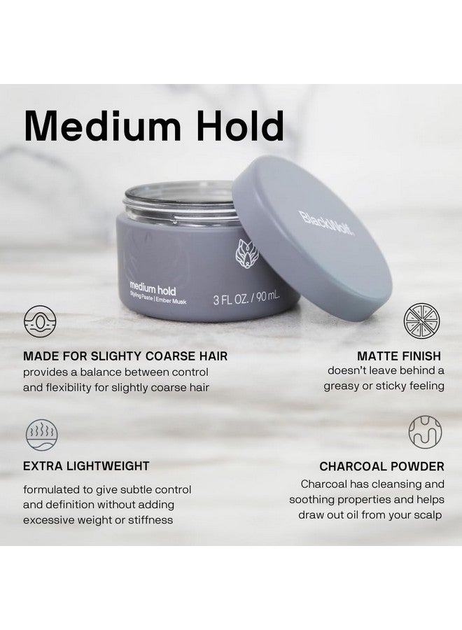 Black Wolf Hair Styling Paste for Men, Medium Hold - Water Based Hair Styling Product for All Hair Styles & Types - Barber Grade Non-Greasy & Long-Lasting Wax - Add Texture & Volume, 3 oz - Image 3