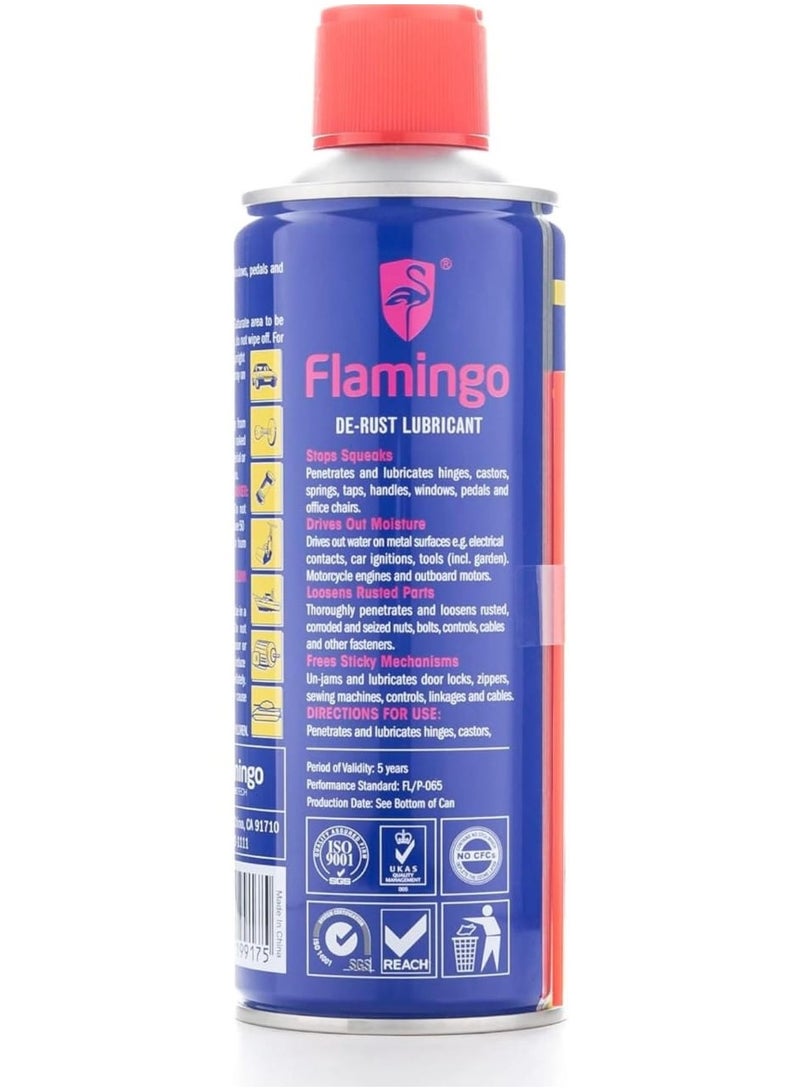 Flamingo De-Rust Lubricant Spray Powerful Rust Remover and Lubricant, Multi-Purpose, Fast-Acting, Penetrates Deeply, Ideal for Home, Automotive, Industrial Use - Image 2