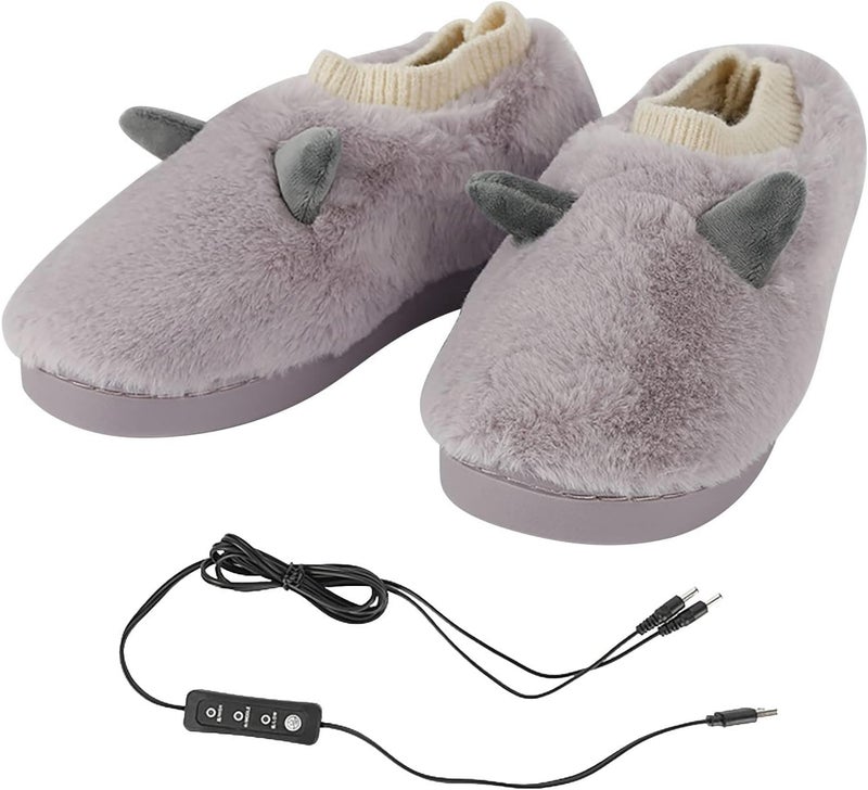 كلاراكو شباشب تدفئة كهربائية تعمل بمنفذ USB، حذاء مخملي دافئ، زوج واحد من مدفئات القدم الداخلية، أحذية شتوية للطقس البارد، أحذية منزلية، تحافظ على دفء أقدام الرجال والنساء (بنفسجي، مقاس 38-39) - Image 2
