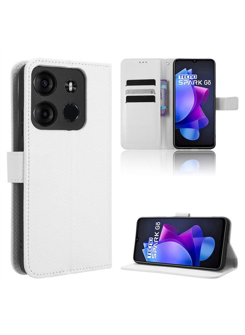 Tecno Spark Go 2023/Pop 7/Pop 7 Pro /Infinix Smart 7 Case Phone Back Cover PU Leather Flip Wallet with Card Slots Shockproof Protective Anti-Scratch Anti-Fingerprints Anti-scratches Accessories Cover  - Image 2