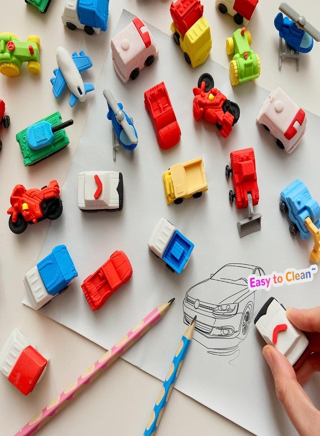 Kaemi 32 Pcs Car Erasers Desk Pets for Kids Classroom Prizes Fun Cool 3D Puzzle Erasers Bulk Mini Cute Pencil Eraser Pals Toys for Party Favors Treasure Box Goodie Bag Stuffers - Image 2