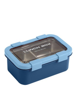 AKDC Two Compartment Lunch Box with Cutlery 850ml, SUS304 Stainless Steel Interior, Navy Blue
