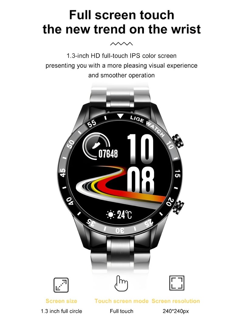 REOCLE Men's Smart Watch with Blood Pressure Sleep Monitor & IPX7 Waterproof & HD Large Screen & Multi-sport Mode & Full Touch Screen Fitness Tracker - Image 3