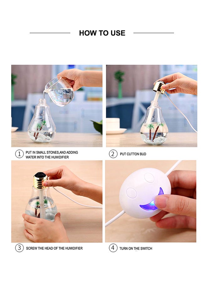 Gulfdealz Mini Bulb Shaped Ultrasonic Humidifier With USB And 7 Colour LED Light Gold/Clear - Image 2