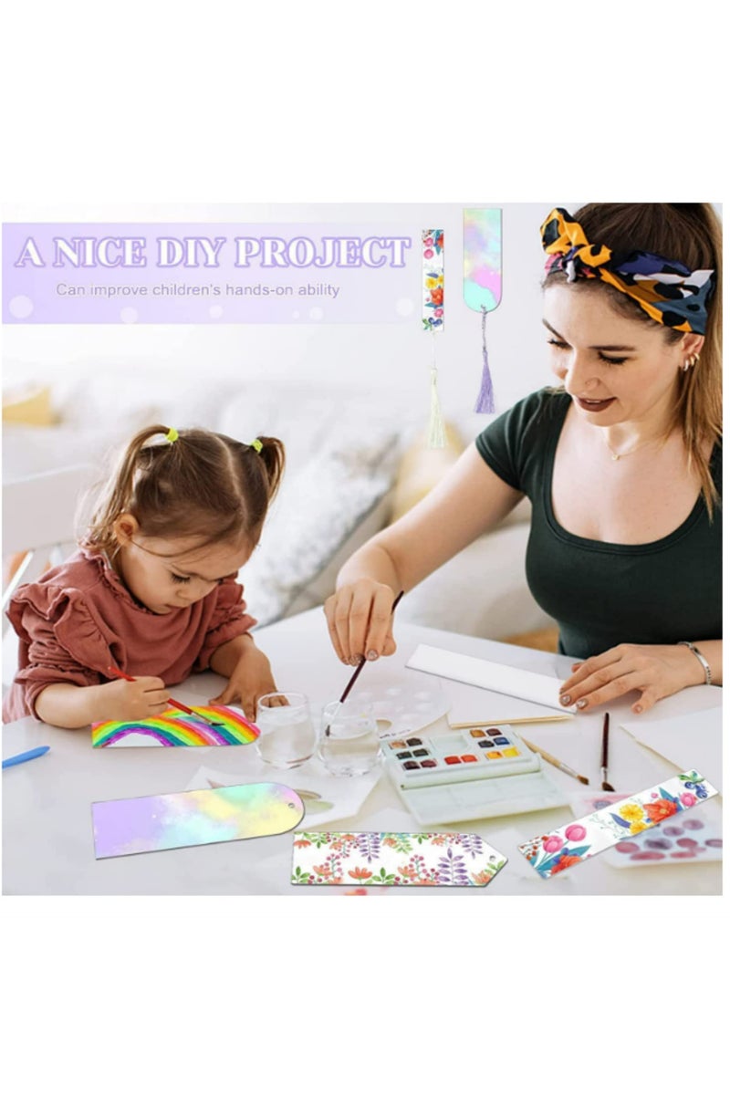 30PCS Acrylic Bookmarks Blanks for DIY Crafting Colorful Tassel Book Markers 3 Unique Shapes Transparent Blank Bookmarks for Kids Book Lovers Handmade Gift Tags and Present Decorations - Image 4