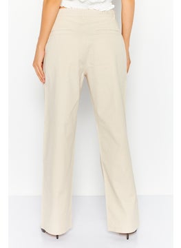 Esprit x Rest and Recreation Women Straight Leg Solid Classic Pants, Beige  - Image 4