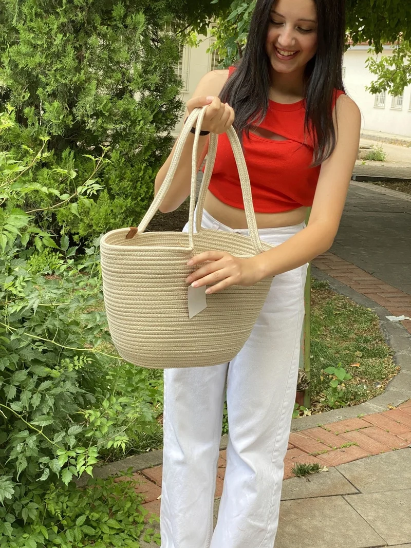 BDZ Deri Jute Straw Look Handbag Beach Bag Shoulder Bag