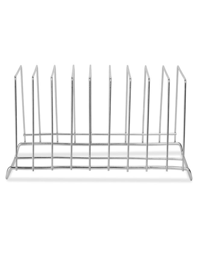 TechSrmaji 9- Section Stainless Steel Plate Stand | Dish Organizer Rack for Kitchen Cabinet & Countertop | Rust Proof 9 Plate Holder for Dishes, Thali & Lids (9-Section) - Image 5