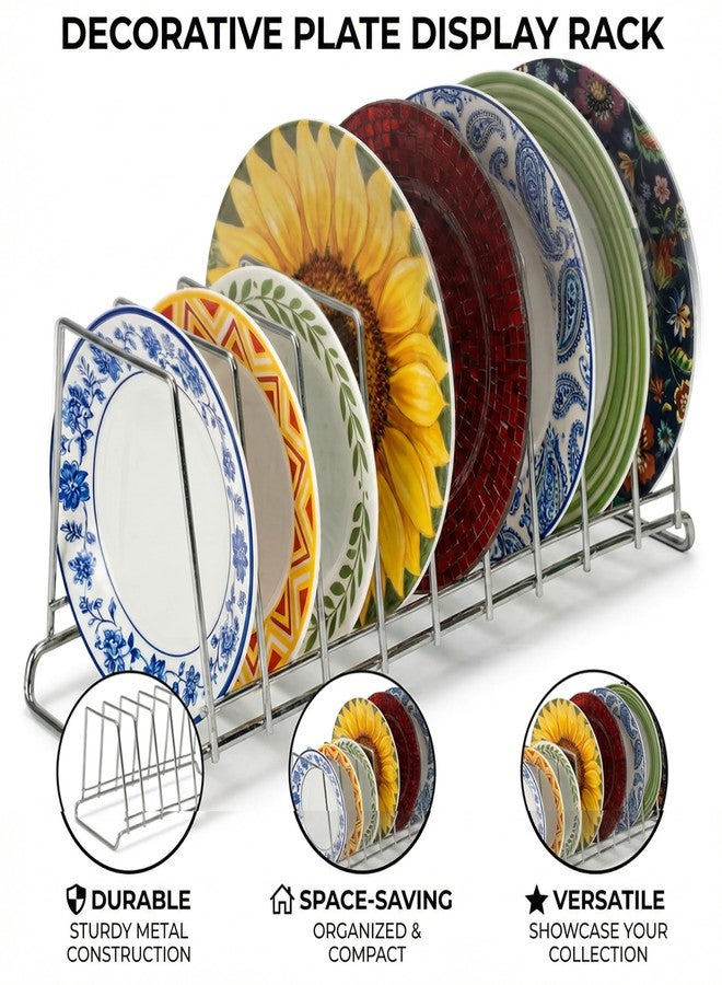 TechSrmaji 9- Section Stainless Steel Plate Stand | Dish Organizer Rack for Kitchen Cabinet & Countertop | Rust Proof 9 Plate Holder for Dishes, Thali & Lids (9-Section) - Image 2