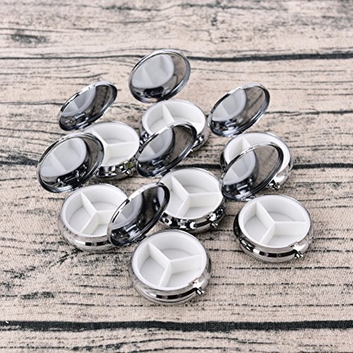 glasstore Pill Box Round Metal Pill Case Portable Mini Silver Medicine Drug Holder Container Organizer with 3 compartments for Travel Outdoor Use Pack of 2 - Image 4