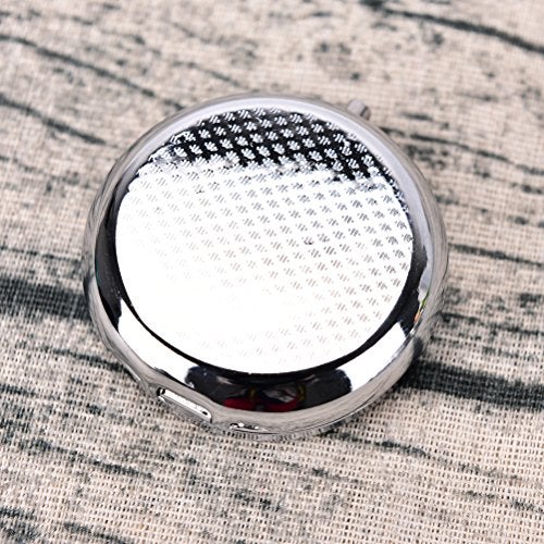 glasstore Pill Box Round Metal Pill Case Portable Mini Silver Medicine Drug Holder Container Organizer with 3 compartments for Travel Outdoor Use Pack of 2 - Image 3