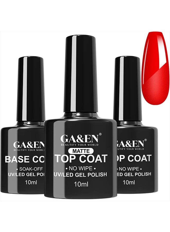 GA&EN No Wipe Gel Matte Mirror Top Coat Base Coat LED Lamp Needed Quick Dry Long Lasting Gloss Clear Resin Polish Nail Art Glue For Home And Salon Use - Image 1