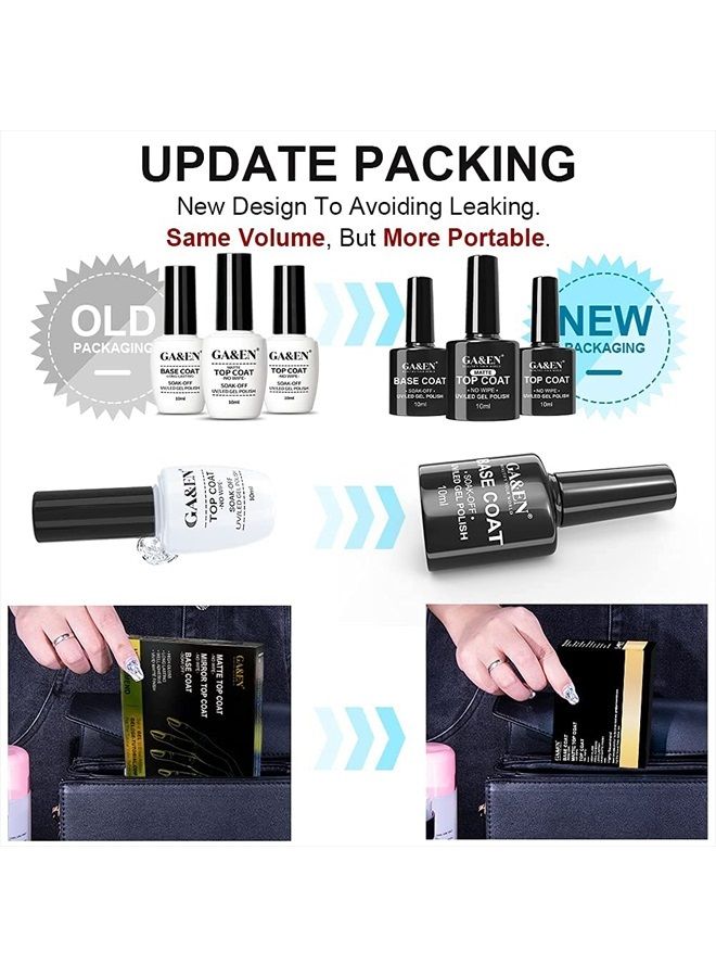 GA&EN No Wipe Gel Matte Mirror Top Coat Base Coat LED Lamp Needed Quick Dry Long Lasting Gloss Clear Resin Polish Nail Art Glue For Home And Salon Use - Image 4