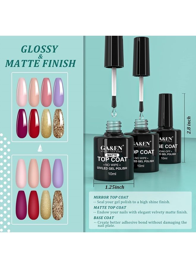 GA&EN No Wipe Gel Matte Mirror Top Coat Base Coat LED Lamp Needed Quick Dry Long Lasting Gloss Clear Resin Polish Nail Art Glue For Home And Salon Use - Image 2