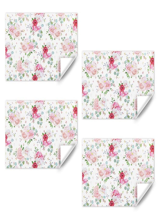 Boerni Wedding Wrapping Paper and Ribbon Set for Girls Women, 4 Folded Sheets Pretty Pink Red Rose Floral Bridal Shower Engagement Wedding Gift Wrap - Mother's Day Birthday Party Anniversary All Occasions - Image 3